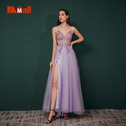 purple evening dress